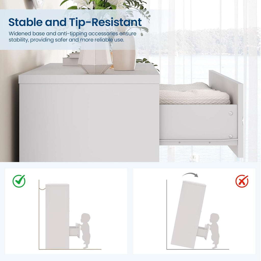 4-Drawer Modern Wood Dresser ｜Gold Handle Storage Chest for Bedroom & Living Room