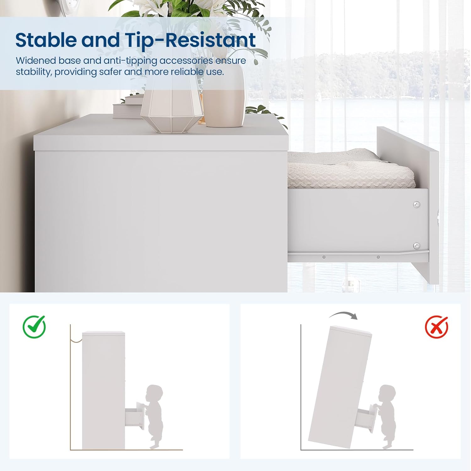 4-Drawer Modern Wood Dresser ｜Gold Handle Storage Chest for Bedroom & Living Room