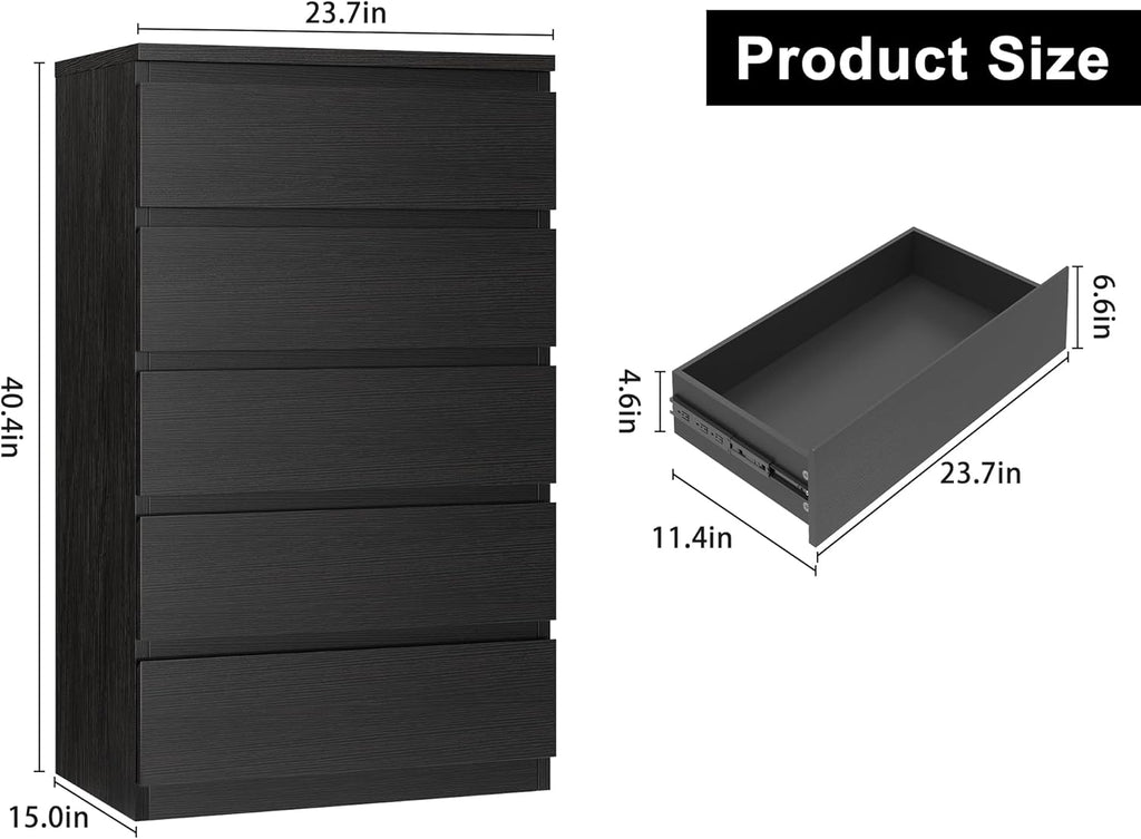 5-Drawer White Dresser ✨｜Handle-Free Modern Storage Chest for Bedroom & Living Room