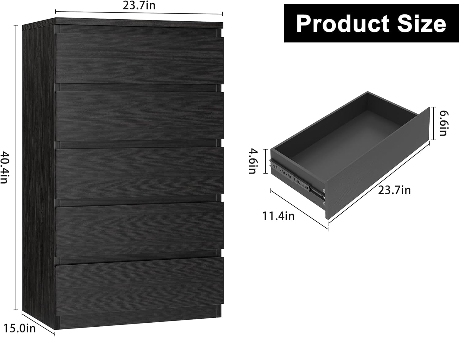 5-Drawer White Dresser ✨｜Handle-Free Modern Storage Chest for Bedroom & Living Room