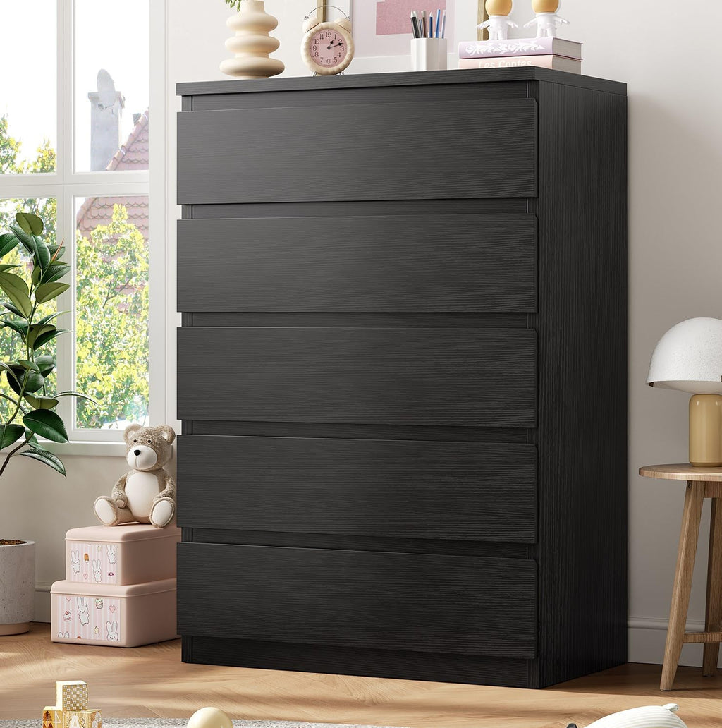 5-Drawer White Dresser ✨｜Handle-Free Modern Storage Chest for Bedroom & Living Room