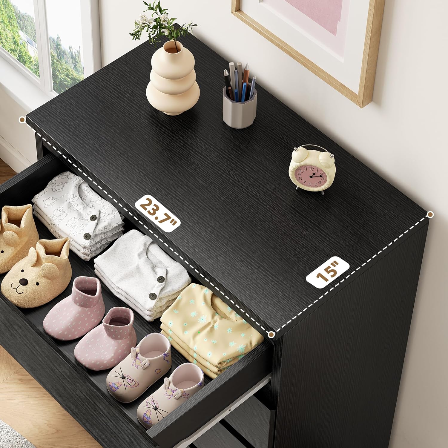 5-Drawer White Dresser ✨｜Handle-Free Modern Storage Chest for Bedroom & Living Room