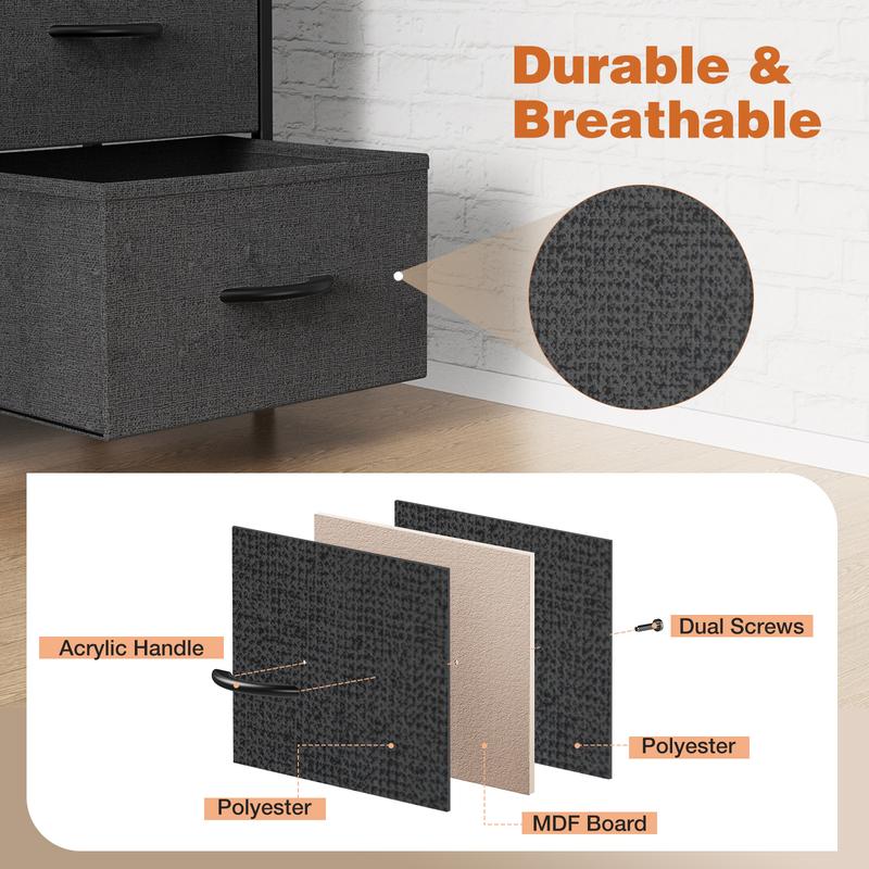 Multi-Functional Drawer Chest ✨｜7–16 Drawers Storage Organizer with Steel Frame & Wooden Top