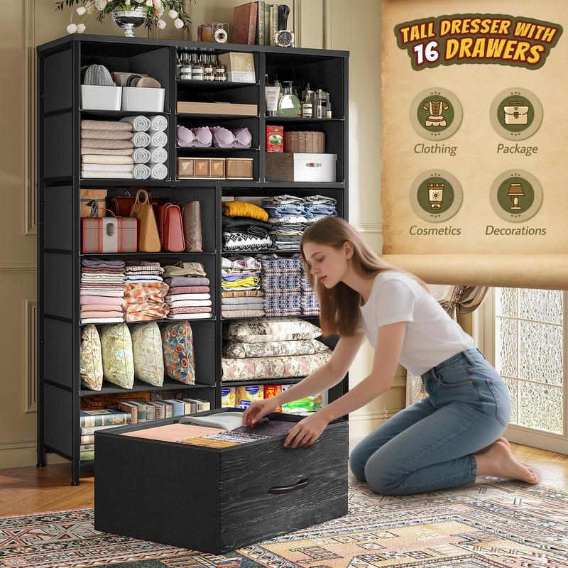 Multi-Functional Drawer Chest ✨｜7–16 Drawers Storage Organizer with Steel Frame & Wooden Top